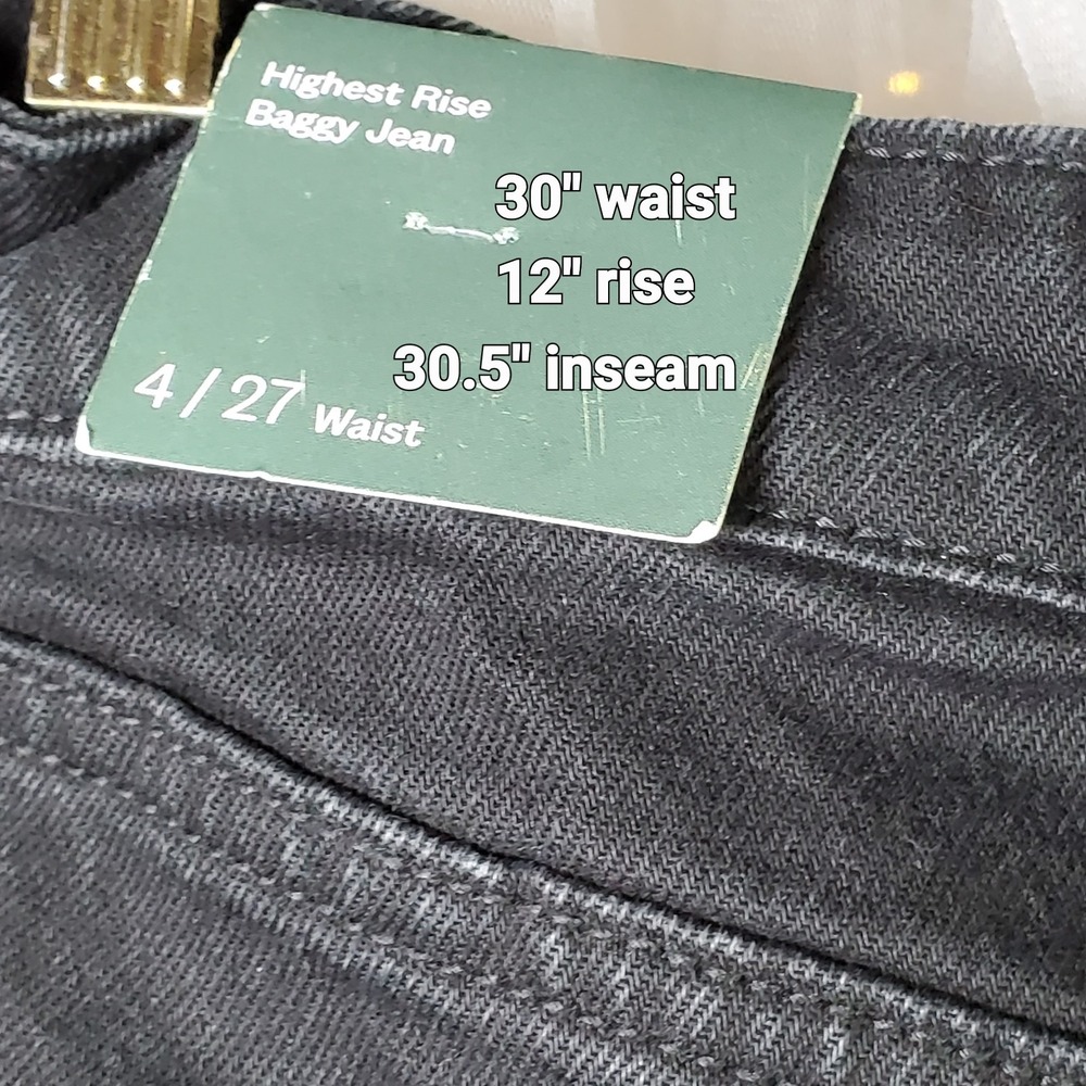 Y2K Grunge Baggy Lantern Distressed Jeans Alt Girl Size 4 30x30 Retro High Rise - Picture 6 of 7
